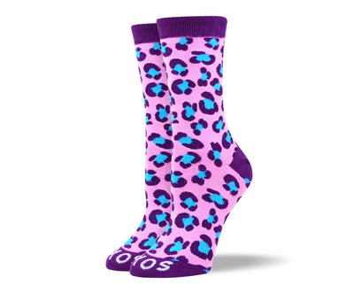 Women's Novelty Purple Leopard Print Socks