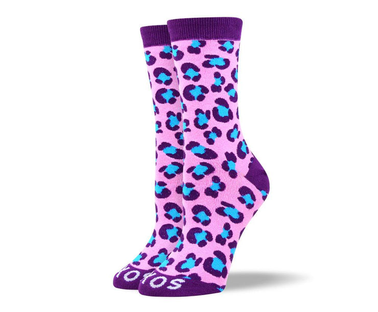 Women's High Quality Purple Leopard Print Socks