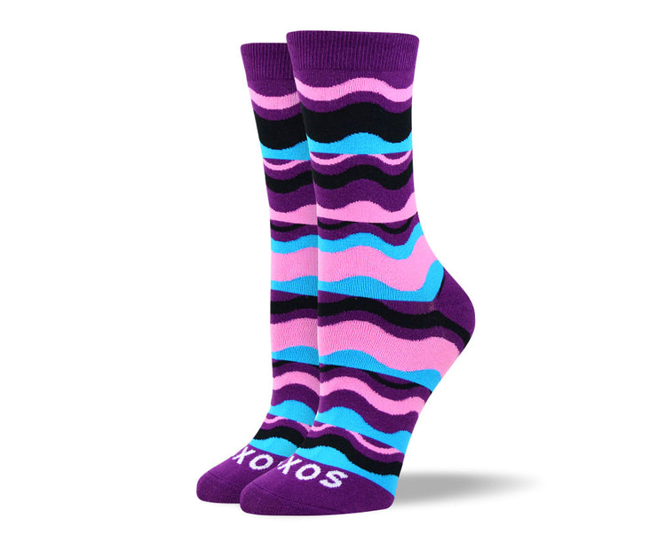 Women's Fun Purple Waves Socks