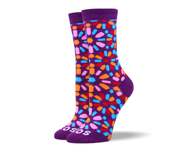 Women's Purple Flower Art Socks