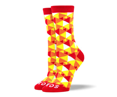 Women's Fun Yellow Triangle Socks