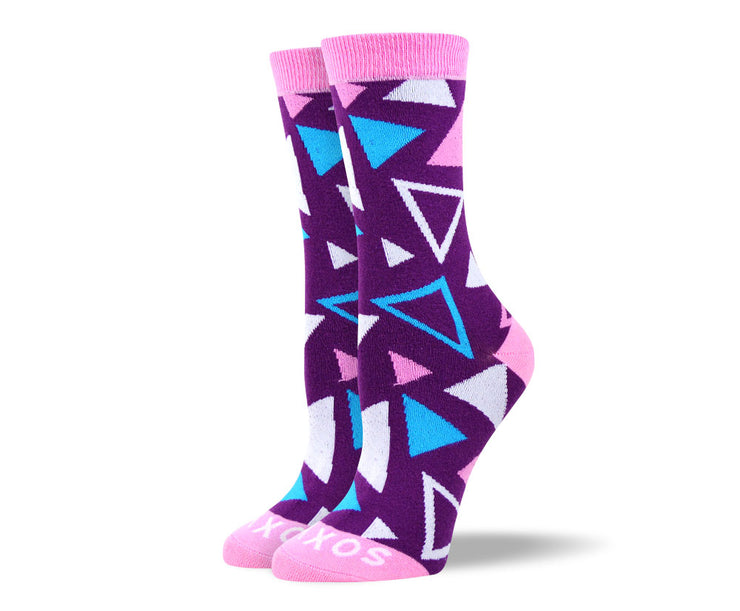Women's Purple Triangle Pattern Socks