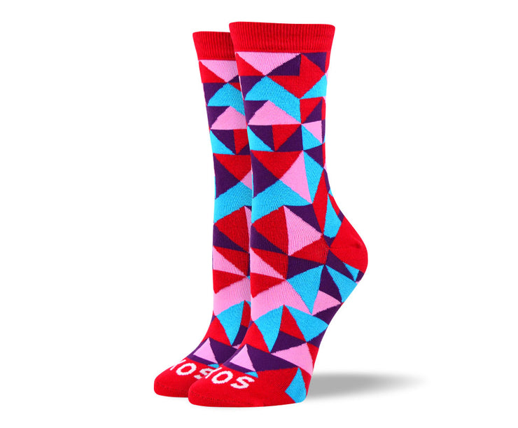 Women's Trendy Red Mosaic Socks