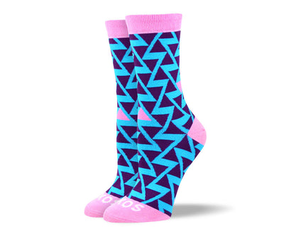 Women's Trendy Blue Zig Zag Socks