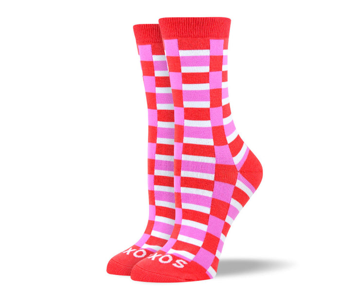 Women's Cool Red Checkered Socks