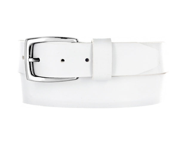 Mens White Leather Belt