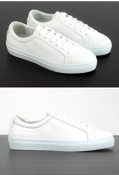 Mens White Leather Sneakers