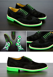 Mens Black & Green Suede Wingtip Dress Shoes - Size 12