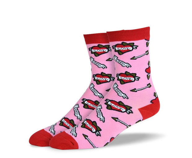 Women's Pink Love Heart Socks