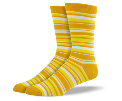 Men's Yellow & White Thin Stripes Socks