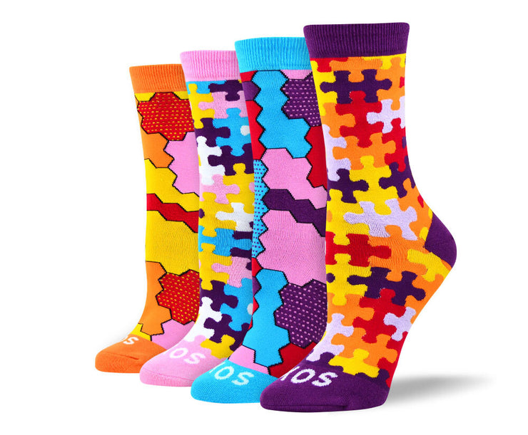 Women's Unique Puzzle Sock Bundle - 4 Pair