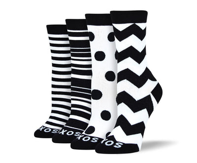 Women's Cool Black & White Sock Bundle - 4 Pair