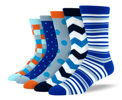 Men's Funky Blue Sock Bundle - 5 Pair