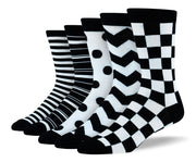Men's Cool Black & White Sock Bundle - 5 Pair