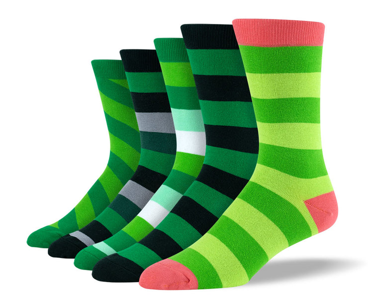 Men's Green Thick Stripe Sock Bundle