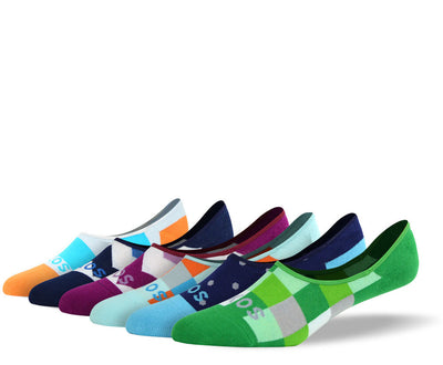 Men's Fun No Show Socks Bundle - 6 Pair