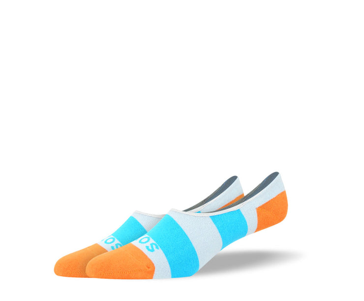 Men's Large Blue Stripes No Show Socks