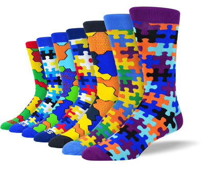 Men's Fun Puzzle Sock Bundle - 7 Pair