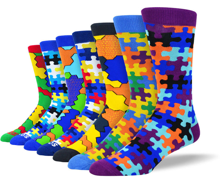Men's Fun Puzzle Sock Bundle - 7 Pair