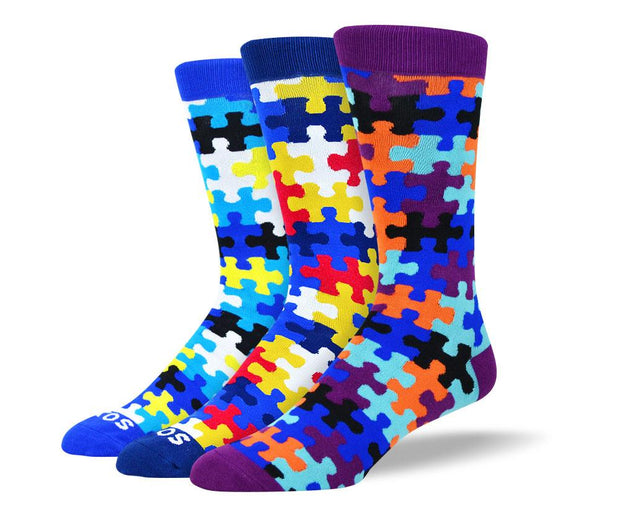 Men's Creative Puzzle Sock Bundle - 3 Pair