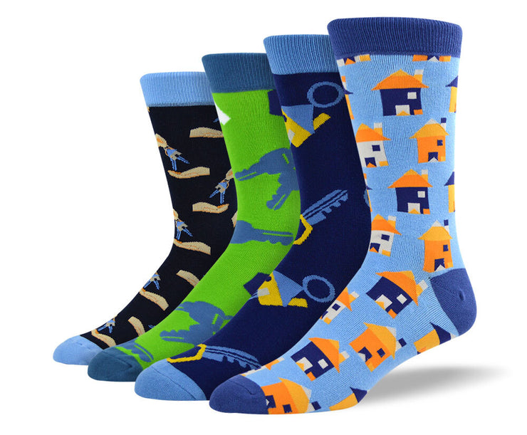 Men's Fun Real Estate Sock Bundle - 4 Pair