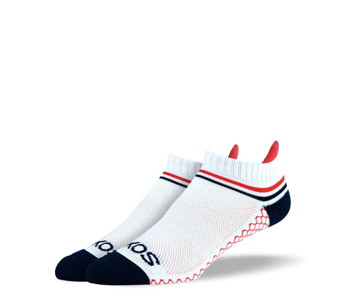 Women's White Red Stripes Athletic Ankle Socks