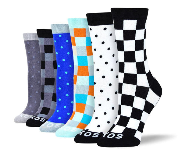 Women's Cool Fun Checkered & Polka Dot Bundle - 6 Pair