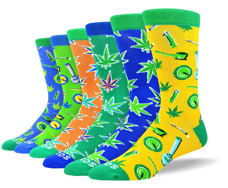 Men's Fun Weed Sock Bundle - 6 Pair