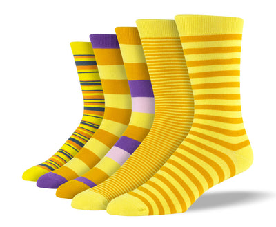 Men's Yellow Mix Stripe Sock Bundle